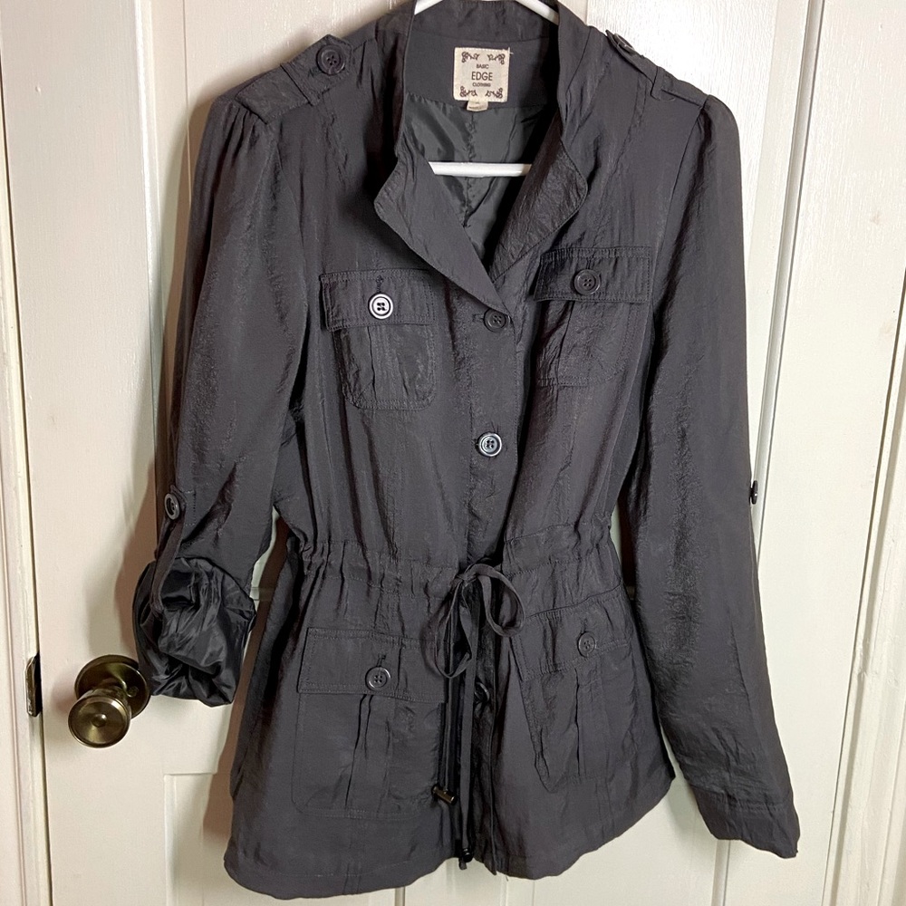Basic Edge Gray Metallic Sheen Utility Trench Jac… - image 2